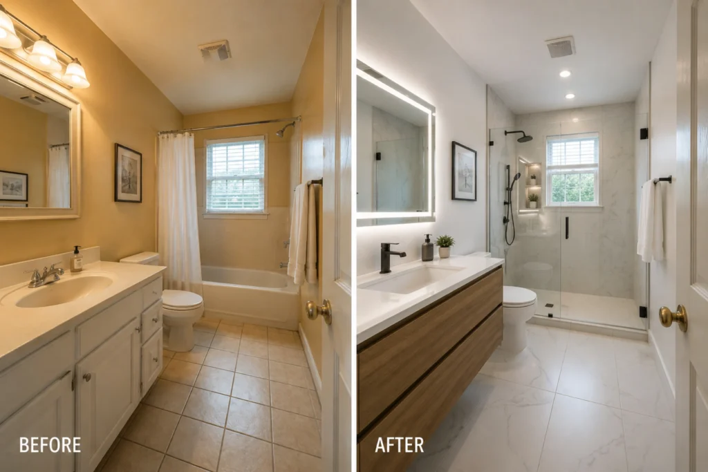Home Addition Before and after image