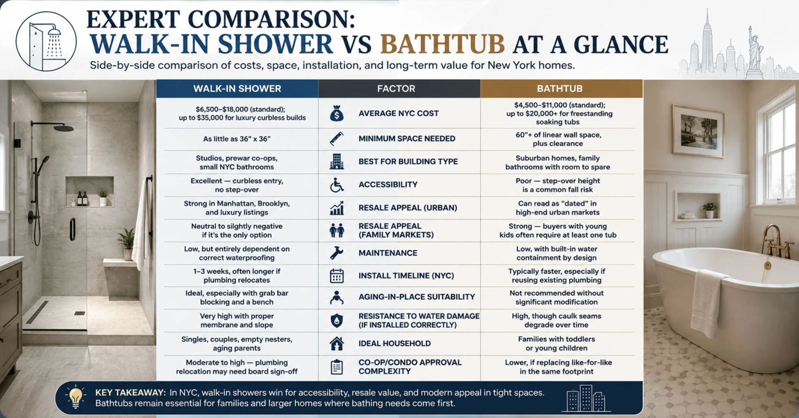 Expert Comparison: Walk-In Shower vs Bathtub at a Glance
