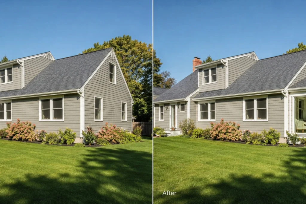Home Addition Before and after image