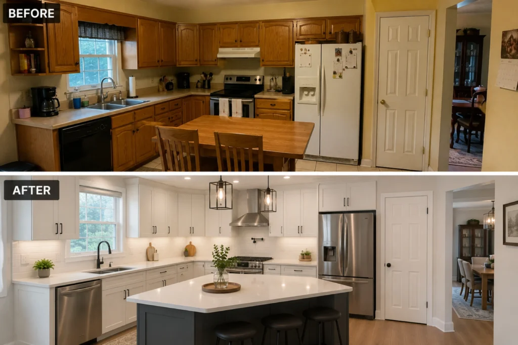 Kitchen remodeling Before and after image (2)